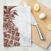 Elegant roos goudananas witte marmer theedoek (Quarter Fold)