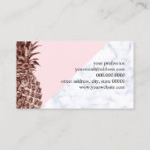 Elegant roos goudananas witte marmer visitekaartje (Achterkant)