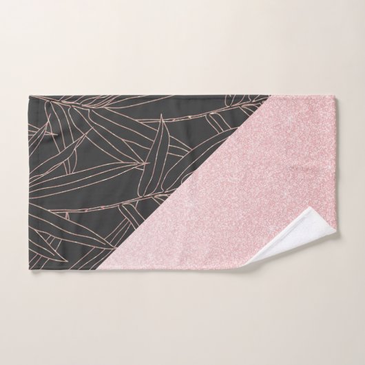 Elegant roos goudbladerroze vormgeving bad handdoek (Handdoek)