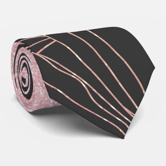 Elegant roos goudbladerroze vormgeving stropdas (Opgerold)