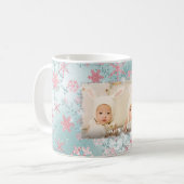 Elegant roos goudblauwe sneeuwvlokken, aangepaste  koffiemok (Voorkant links)