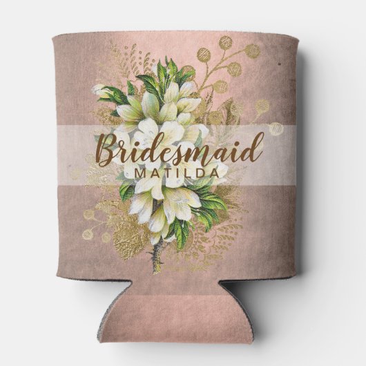 Elegant roos goudbridesmaïde bruidebruin blikjeskoeler (Achterkant)