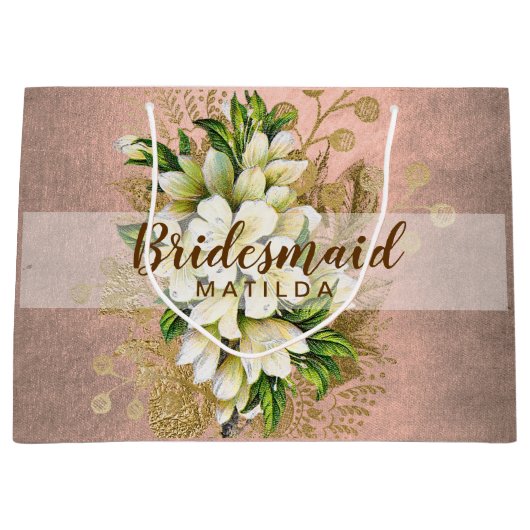 Elegant  roos goudbridesmaïde bruidebruin groot cadeauzakje (Voorkant)