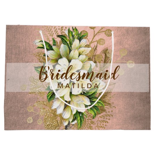 Elegant  roos goudbridesmaïde bruidebruin groot cadeauzakje (Achterkant)