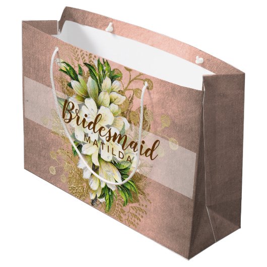 Elegant  roos goudbridesmaïde bruidebruin groot cadeauzakje (Achterkant Gekanteld)