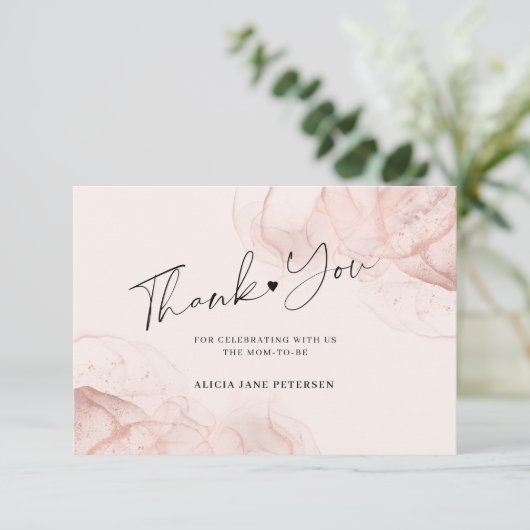 Elegant roos goudbruin baby shower bedankt (Staand voorkant)