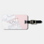 elegant roos gouddriehoeken wit marmer roze bagagelabel (Voorkant horizontaal)