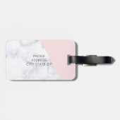 elegant roos gouddriehoeken wit marmer roze bagagelabel (Achterkant horizontaal)