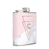 elegant roos gouddriehoeken wit marmer roze heupfles (Rechts)