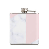 elegant roos gouddriehoeken wit marmer roze heupfles (Achterkant)