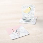 elegant roos gouddriehoeken wit marmer roze kartonnen onderzetters (Insitu)