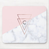 elegant roos gouddriehoeken wit marmer roze muismat (Voorkant)