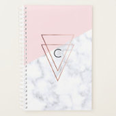 elegant roos gouddriehoeken wit marmer roze planner (Voorkant)