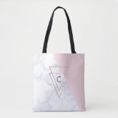 elegant roos gouddriehoeken wit marmer roze tote bag (Voorkant)