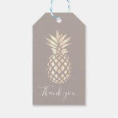  elegant roos gouden anananas & grijs cadeaulabel (Achterkant)