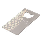  elegant roos gouden anananas & grijs creditkaart flessenopener (Voorkant Gekanteld)