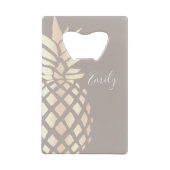  elegant roos gouden anananas & grijs creditkaart flessenopener (Achterkant)