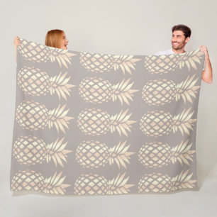 elegant roos gouden anananas & grijs fleece deken