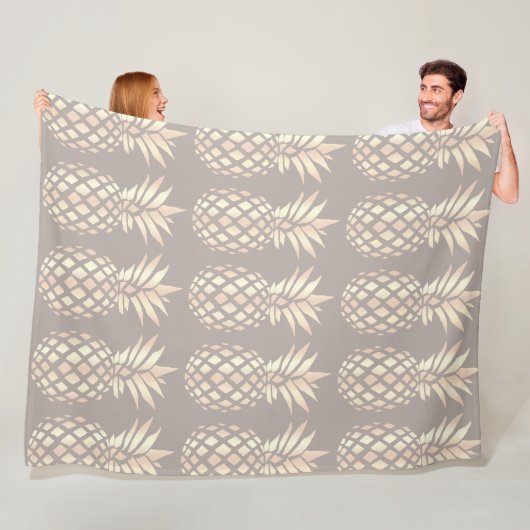  elegant roos gouden anananas & grijs fleece deken (In situ)