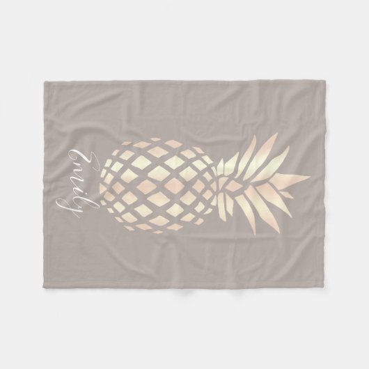  elegant roos gouden anananas & grijs fleece deken (Voorkant (Horizontaal))