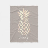  elegant roos gouden anananas & grijs fleece deken (Voorkant)