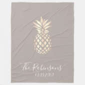  elegant roos gouden anananas & grijs fleece deken (Voorkant)