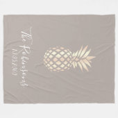  elegant roos gouden anananas & grijs fleece deken (Voorkant (Horizontaal))