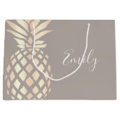  elegant roos gouden anananas & grijs groot cadeauzakje (Voorkant)