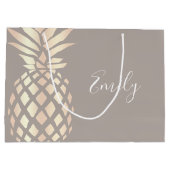  elegant roos gouden anananas & grijs groot cadeauzakje (Achterkant)