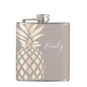  elegant roos gouden anananas & grijs heupfles (Voorkant)