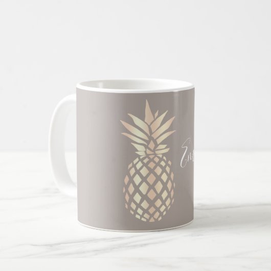  elegant roos gouden anananas & grijs koffiemok (Voorkant links)