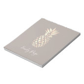 elegant roos gouden anananas & grijs notitieblok (Linkerzijde)