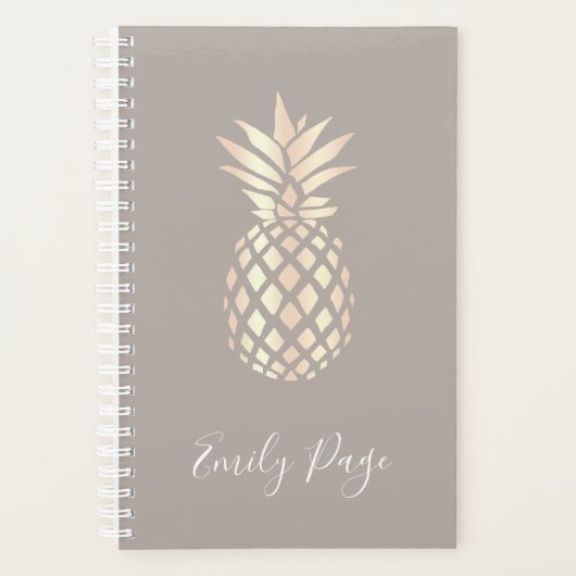 elegant roos gouden anananas & grijs planner (Voorkant)