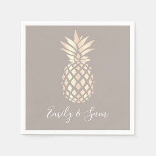 elegant roos gouden anananas & grijs servet