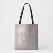 elegant roos gouden anananas & grijs tote bag (Voorkant)