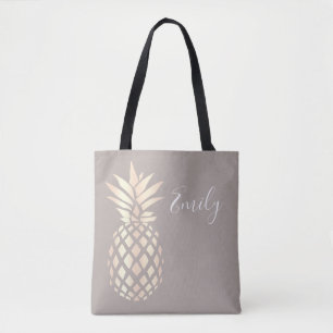  elegant roos gouden anananas & grijs tote bag