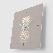  elegant roos gouden anananas & grijs vierkante klok (Hoek)