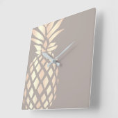  elegant roos gouden anananas & grijs vierkante klok (Hoek)