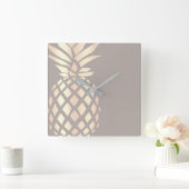  elegant roos gouden anananas & grijs vierkante klok (Huis)