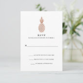 Elegant Roos Gouden Ananas Bruiloft RSVP Kaartje (Staand voorkant)