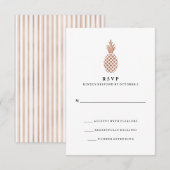 Elegant Roos Gouden Ananas Bruiloft RSVP Kaartje (Voorkant / Achterkant)