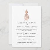 Elegant Roos gouden ananas bruiloft uitnodiging (Voorkant)