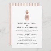 Elegant Roos gouden ananas bruiloft uitnodiging (Voorkant / Achterkant)