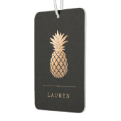 Elegant Roos Gouden Ananas op Zwart Luchtverfrisser (Links)