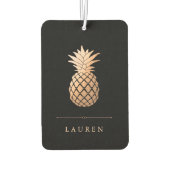 Elegant Roos Gouden Ananas op Zwart Luchtverfrisser (Achterkant)