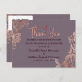 Elegant Roos Gouden Bloem Paarse Mauve Dank u Briefkaart (Voorkant / Achterkant)