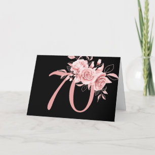 Elegant Roos Gouden Bloemen 70ste Verjaardagsfeest Kaart