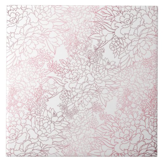 Elegant Roos gouden bloemen bloemig botanisch ontw Tegeltje (Voorkant)