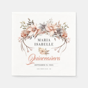 Elegant Roos Gouden Bloemen Kroon Quinceañera Part Servet