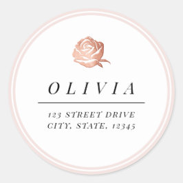 Elegant Roos gouden bloemen minimalistisch retoura Ronde Sticker